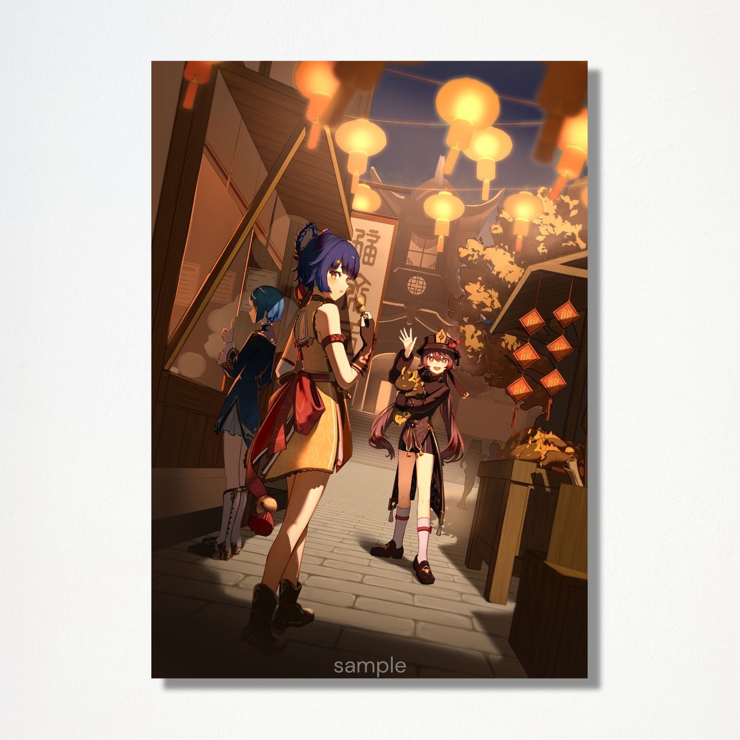 Xiangling, Hu Tao, Xingqiu Lantern Rite Print